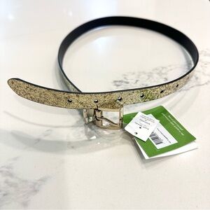 Kate Spade - Reversible Signature Bow Belt In Genuine Leather. Black & Gold - XS